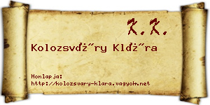 Kolozsváry Klára névjegykártya